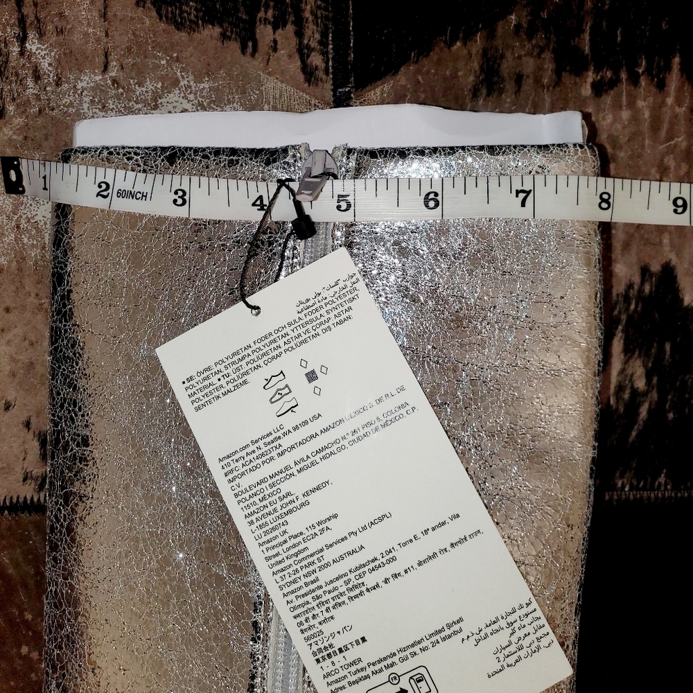 The Drop Women's Jolene Fold Over Tall Boot Classic Size: 9 Silver Crackle New - Picture 9 of 10